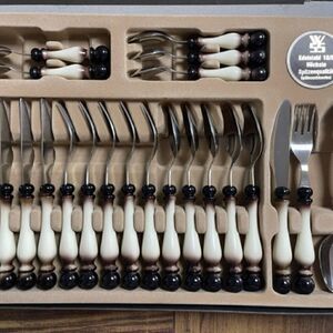 Edelstahl 18/8 Hochste Spitzenqualitat Stainless Flatware Pawn Cream Brown 23 pc